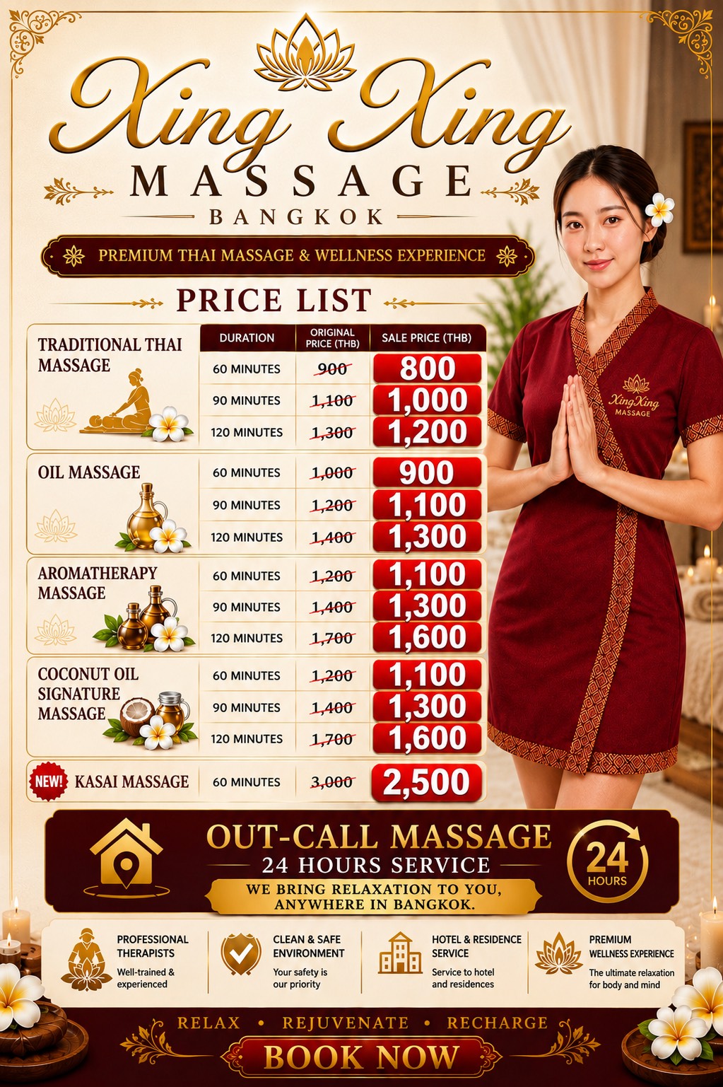XingXing Massage Bangkok – Price List & Out-Call Promotion